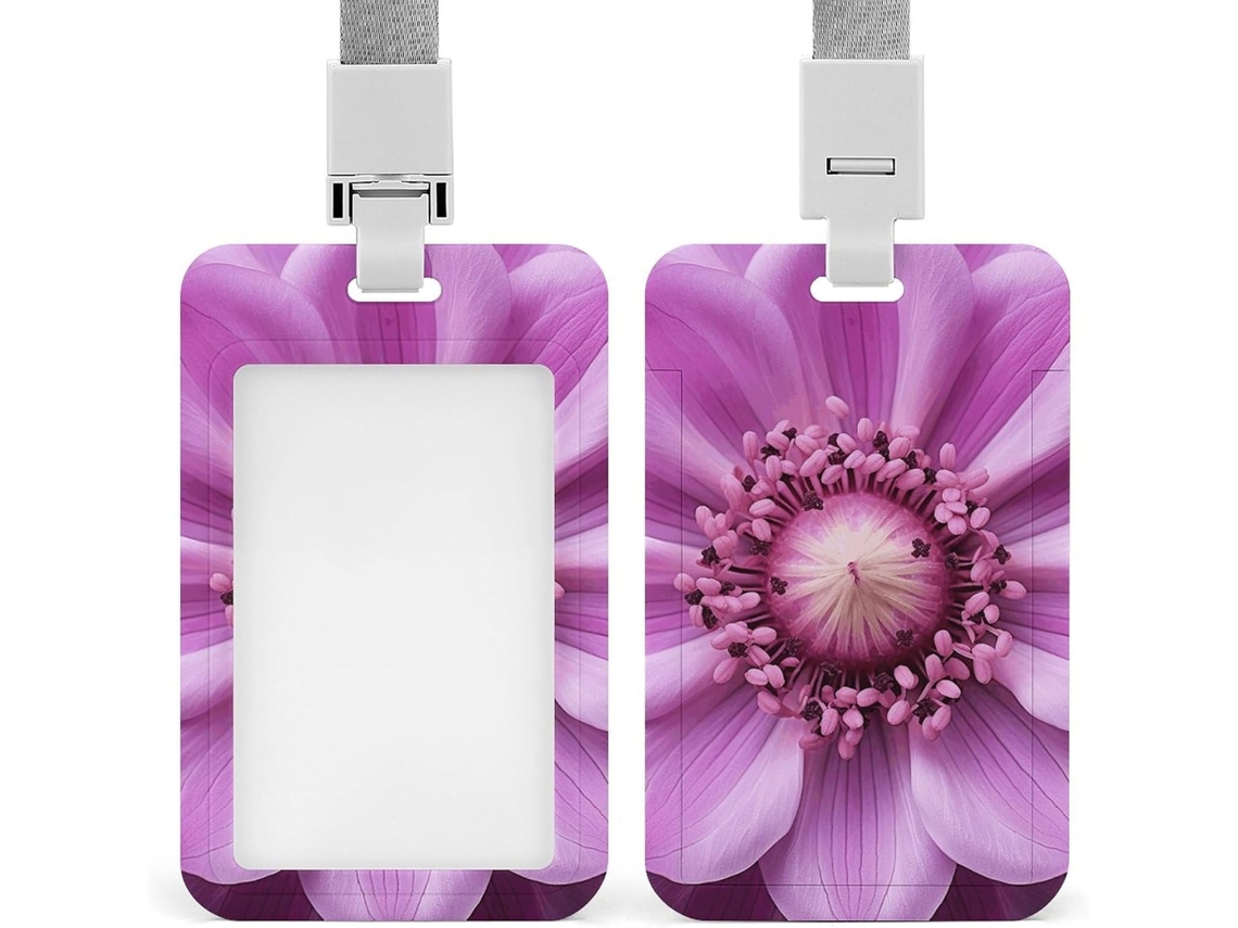 Porta Crachá Com Estampa Flor Vermelha, Protetor Vertical Crachá, Capa Plástica Impermeável Crachás, Ideal