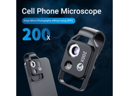 Microscópio Portátil 200x com 6 Led Ajustável para Celular Ios Android Estudo Indústria Eletrônica | S/MARCA