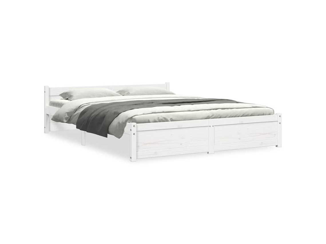 Estrutura de Cama 140x200 Cm Madeira Maciça Branco MAISON EXCLUSIVE