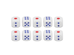 Peças de dados de 6 faces de 6 peças, seguros, portáteis, branco | S/MARCA