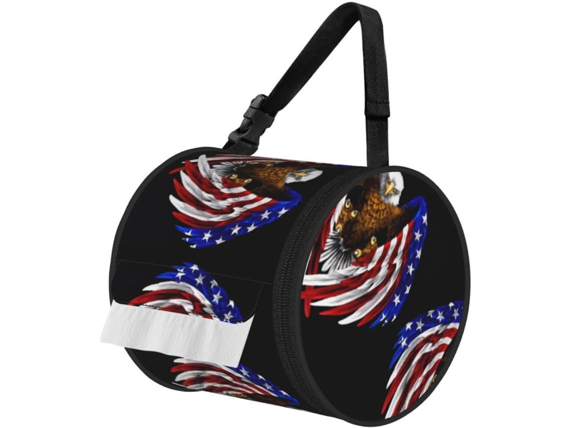 Porta Papel Higiênico Dobrável Com Estampa Da Bandeira Americana E Águia, Ideal Para Pendurar Em Rolos De Papel