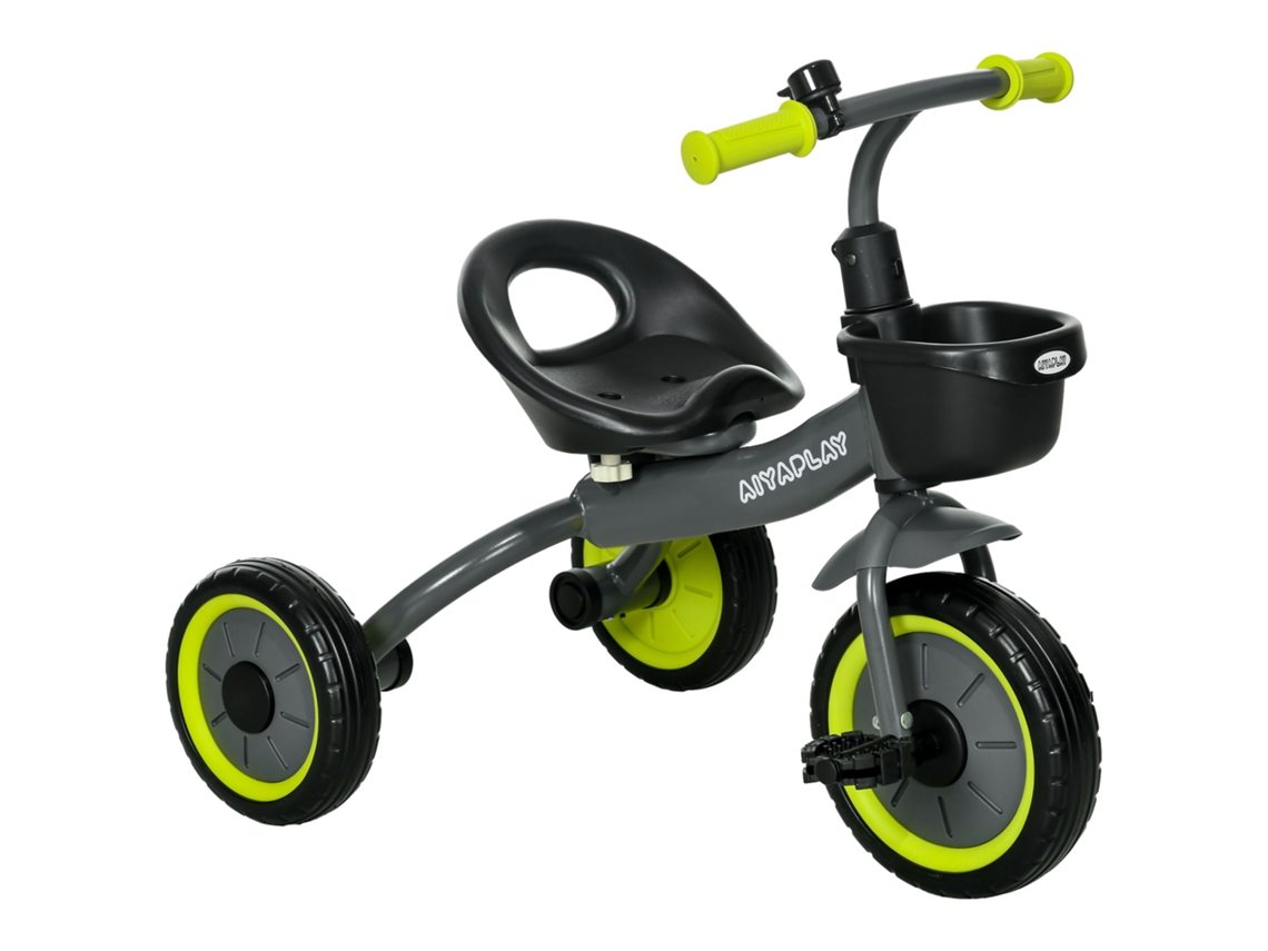 Triciclo infantil com campainha e cesta, ajustável, com encosto, preto S/MARCA