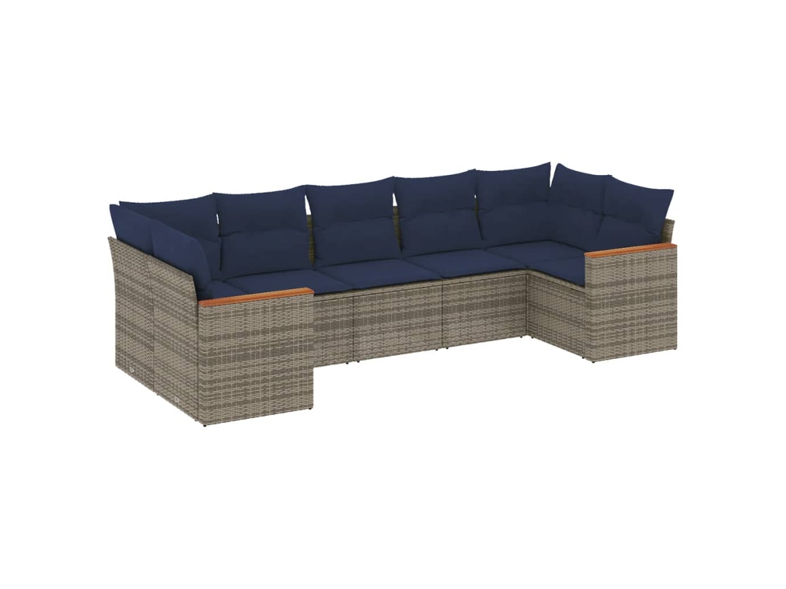 Conjunto de Sofá de Jardim, 7 Peças, Almofadas, Rattan Cinza MAISON EXCLUSIVE