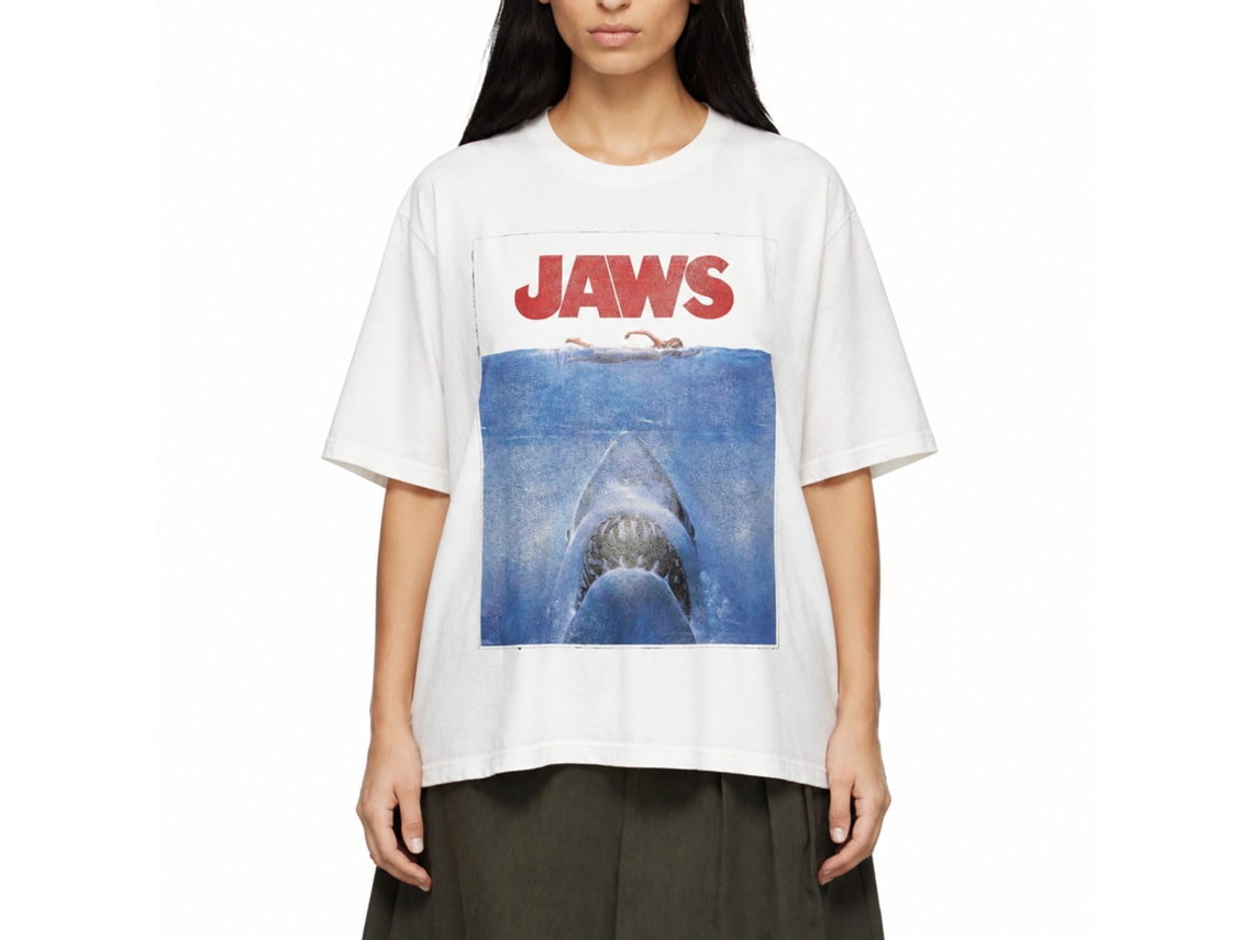 Rockinstone Jaws Movie White Adult T-shirt Size:s