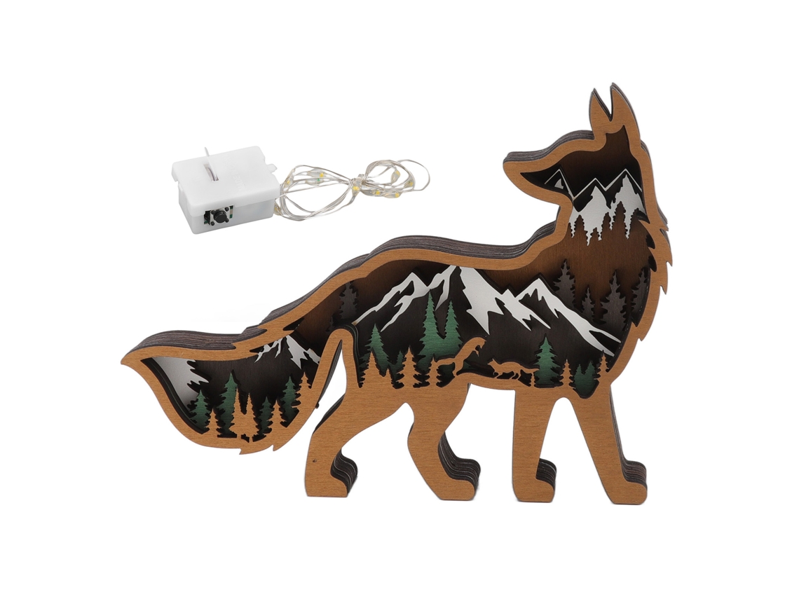 Estátua De Animal De Madeira Decorar Mesa Trabalho Com Superfície Lisa