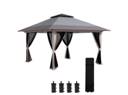 Tenda NOVAVEST COM Dobrável, UPF 50+, Telhado Duplo, Redes Mosquiteiras, 4x4x2,8 m, Cinzento Claro