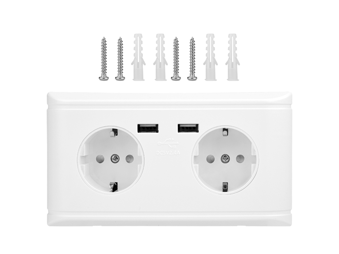 Laxiscreed Tomada Usb Europeia Com Duas Portas, Compatível Com Dispositivos Múltiplos, Prática E Funcional