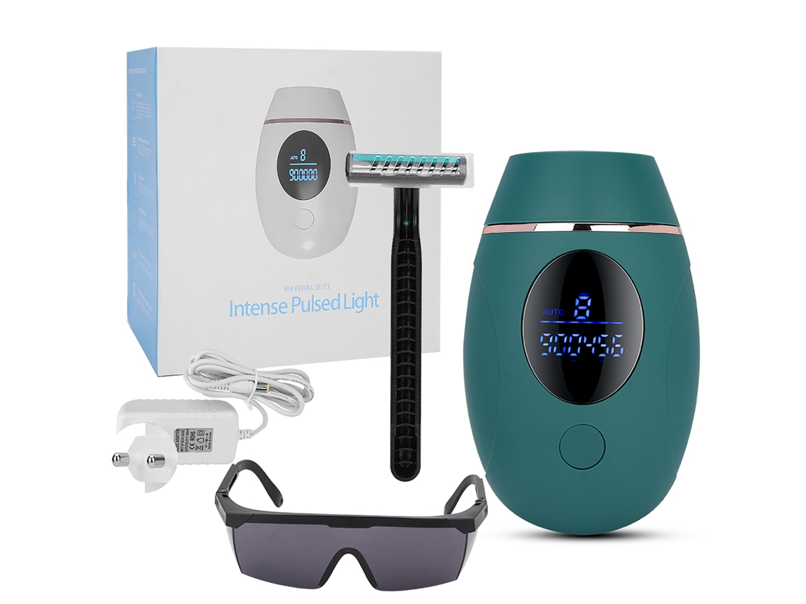 Removedor De Cabelo Ipl Com 900.000 Flash Display Digital Para Axila Perna Labio Corpo 110-240v Plug Verde Escuro