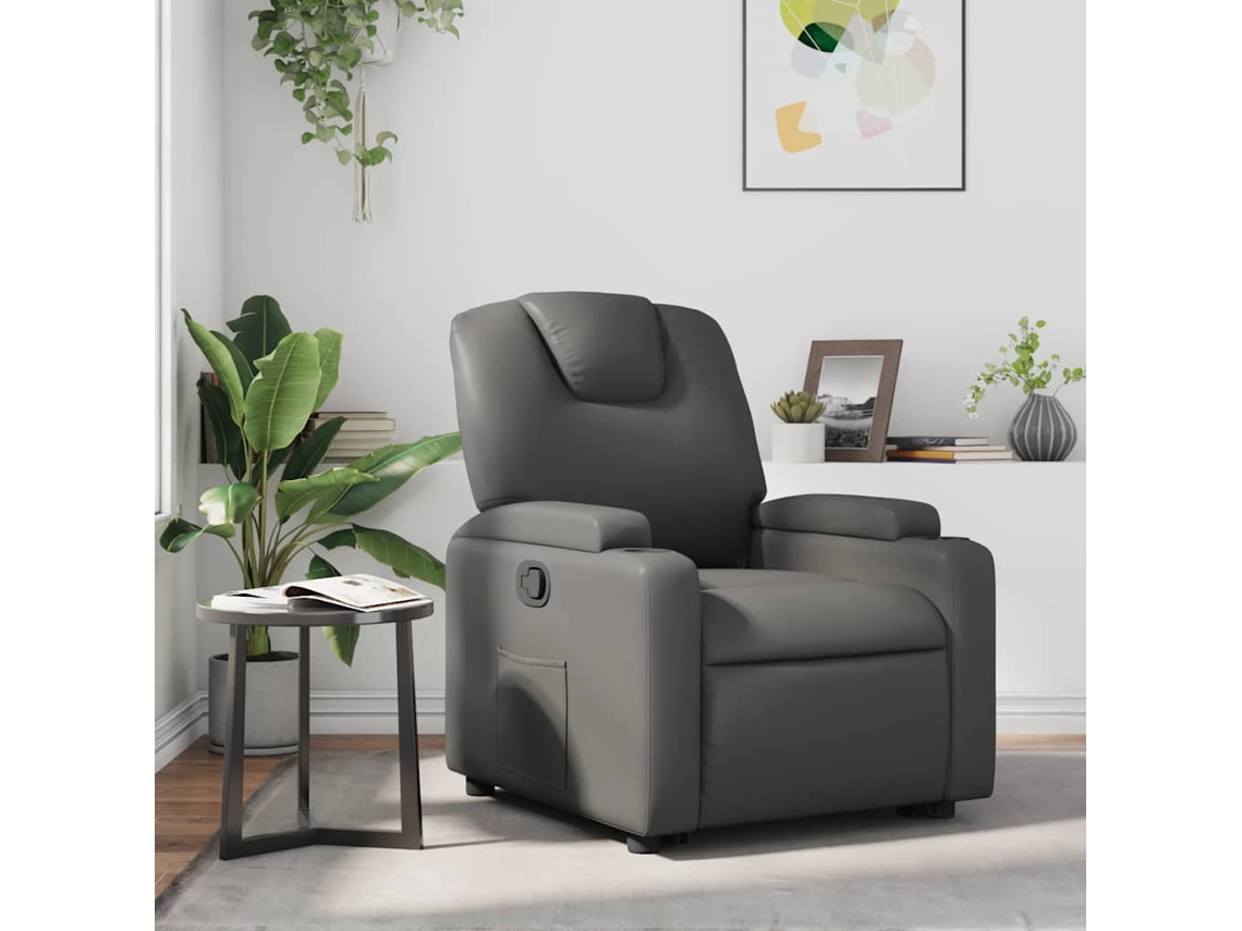 Vidaxl Poltrona Reclinável Couro Artificial Cinzento