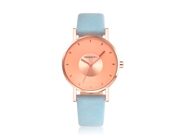 Relógio de Pulso Feminino de Quartzo com Caixa Dourada e Pulseira de Couro Pu Azul