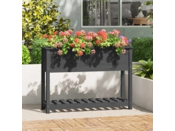 Vidaxl Vaso/floreira C/ Prateleira 111,5x34,5x81 Cm Pinho Maciço Cinza