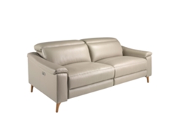 Sofá Relaxante de 3 Lugares em Pele Cinzenta Taupe ANGEL CERDA