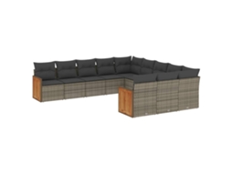 Conjunto de 11 Sofás de Jardim com Almofadões Vime Pe Cinzento MAISON EXCLUSIVE