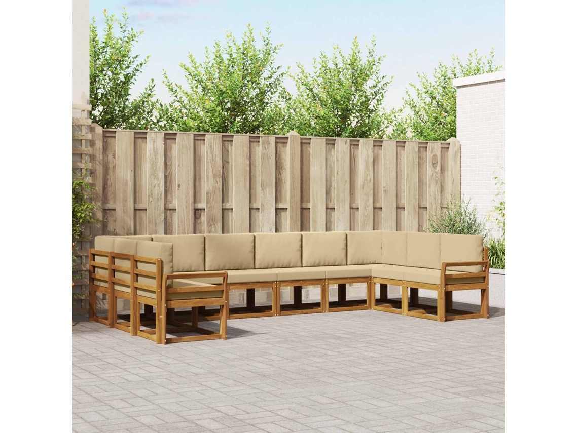Vidaxl Conjunto De Sofás Para Exterior 10 Pcs Natural E Bege