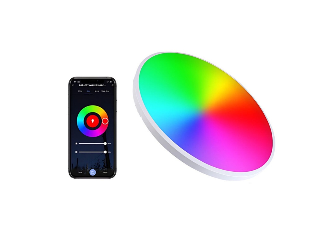 Lâmpada Led de Teto Rgb com Wi fi e Bluetooth, Compatível com Alexa VYLARA (tuya Smart)