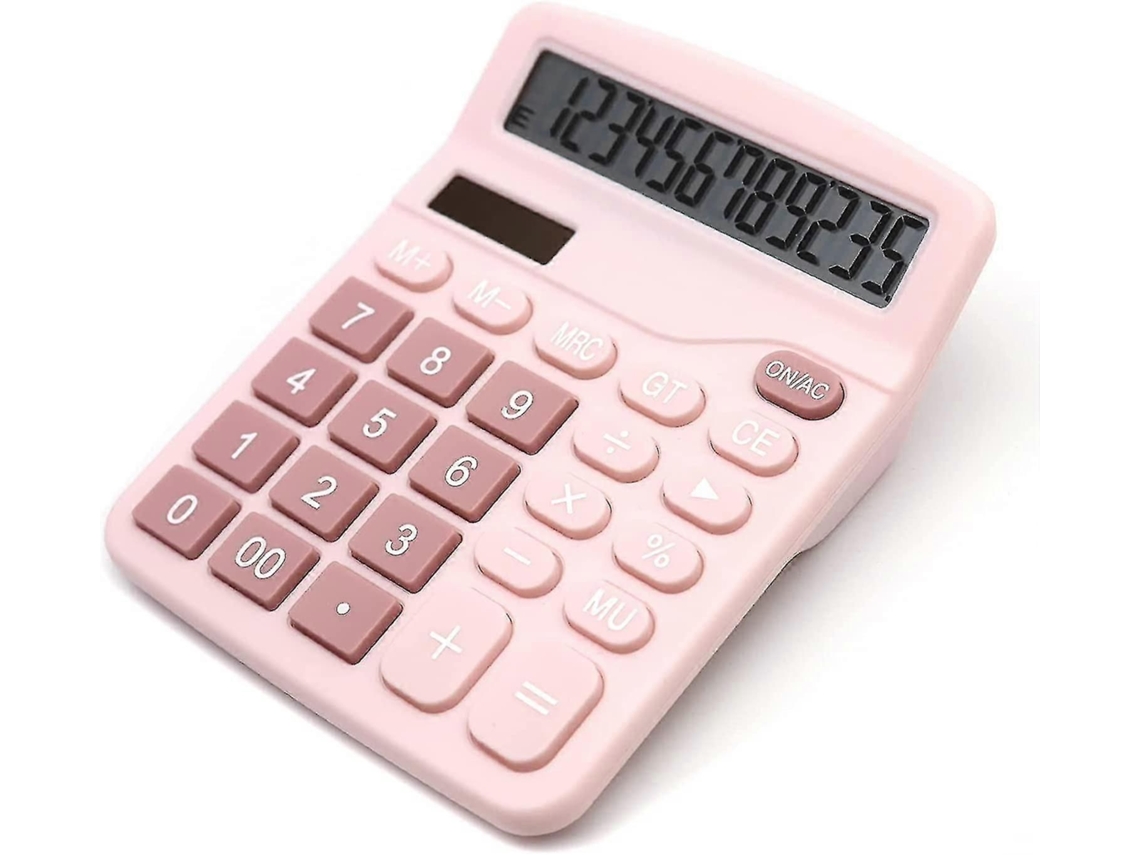 Calculadora De Mesa Rosa, Com 12 Dígitos E Visor Lcd Grande.
