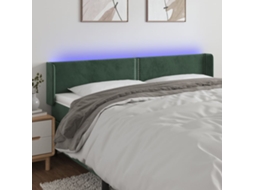 Cabeceira Cama C/ Luzes Led Veludo 203x16x78/88 Cm Verde-escuro