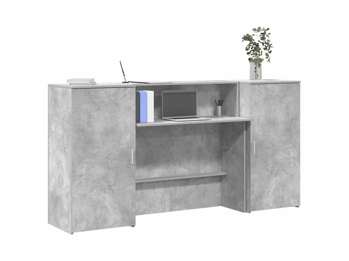 Vidaxl Balcão De Recepção 200x50x103,5 Cm Madeira Cinza Cimento