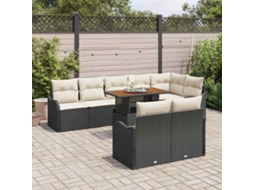 Vidaxl Conjunto de Sofá de Jardim 9 Pcs Preto Rattan Sintético