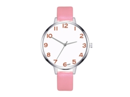 Relógio Feminino de Quartzo com Pulseira de Couro Pu Zhoulianfa Clássico Digital Rosa