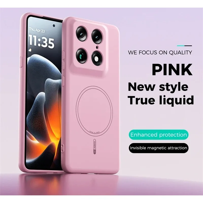 (rosa, Motorola Moto G77) Capa Protetora Magnética De Silicone Líquido, Compatível Com Magsafe, Capa Macia À Prova De Choque.