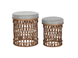 Repousa Pés Dkd Home Decor 40 X 40 X 48 Cm Cinzento Castanho Bambu Tropical