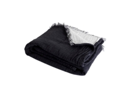 Manta De Algodão Bitald 100% - Preto Com Franjas - 130x170 Cm