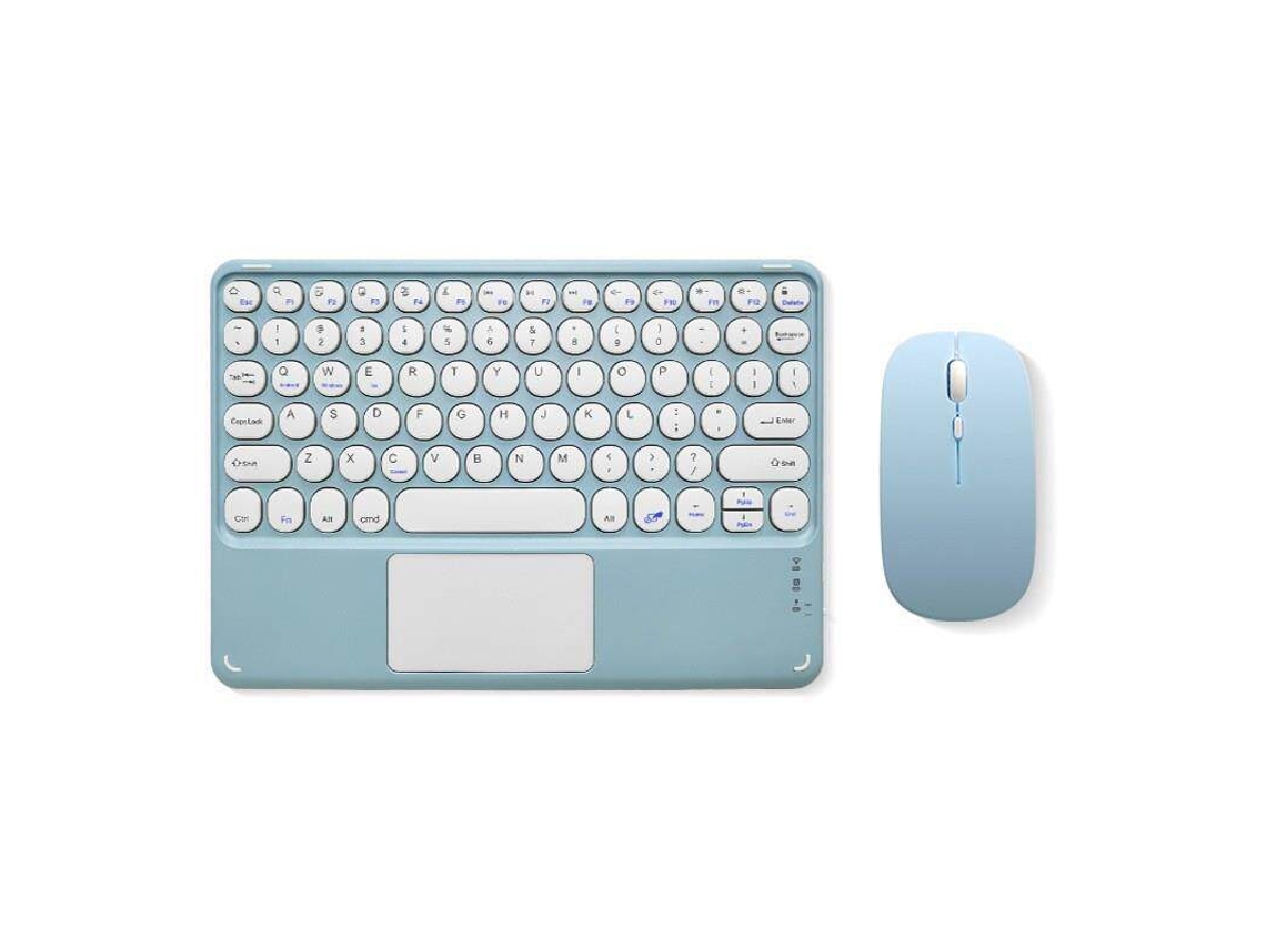 Teclado Eifson Bluetooth Portátil Com Touchpad Teclas Redondas - Layout Em Inglês - Azul