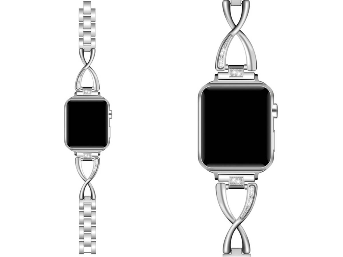 Bracelete Apple Watch 44 mm WJS Metal Prateado