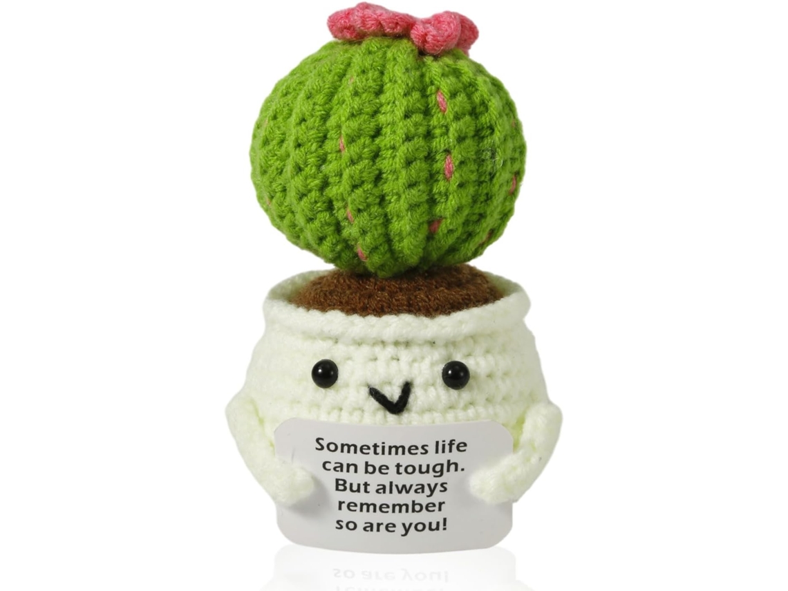 Cacto Positivo de Crochê, Brinquedo de Cacto Tricotado À Mão, Batata Fofa e Divertida, Boneco Emocional Positivo BRILVIBERA