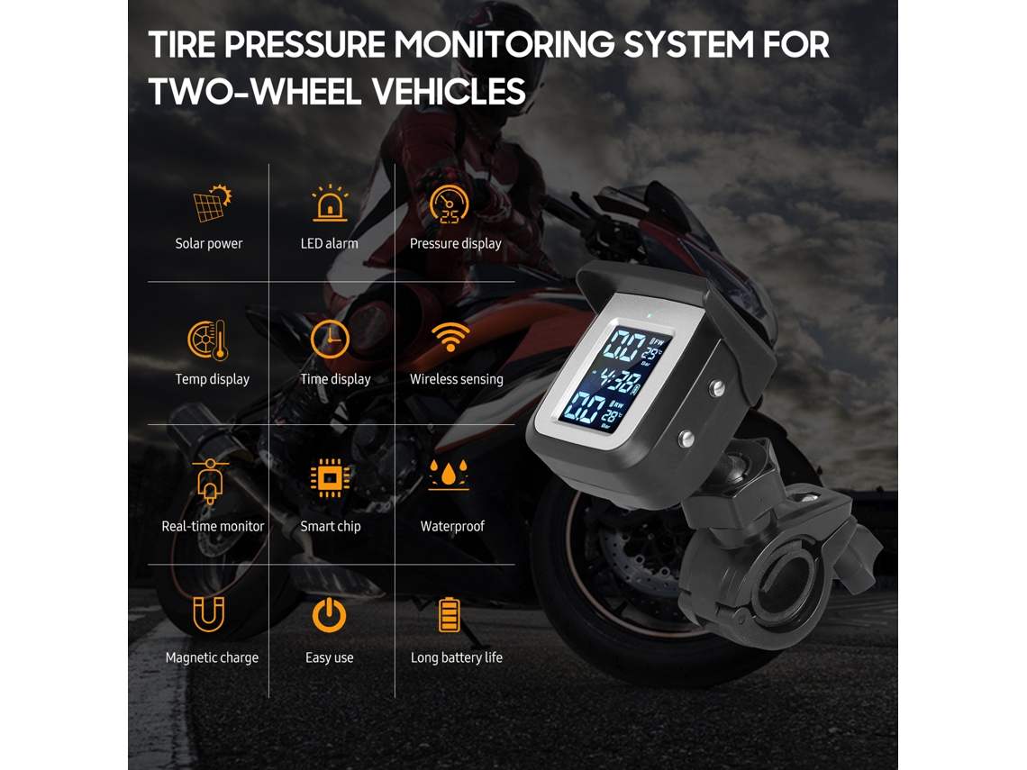 Sistema De Monitoramento De Pressão De Pneus Solar Sem Fio Para Motocicleta