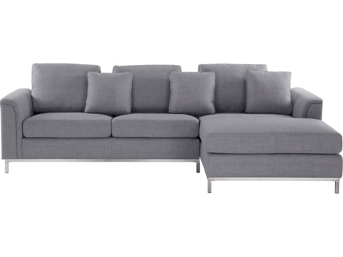 Sofá BELIANI Oslo (Cinzento Claro Tecido Lugares 4) Worten.pt