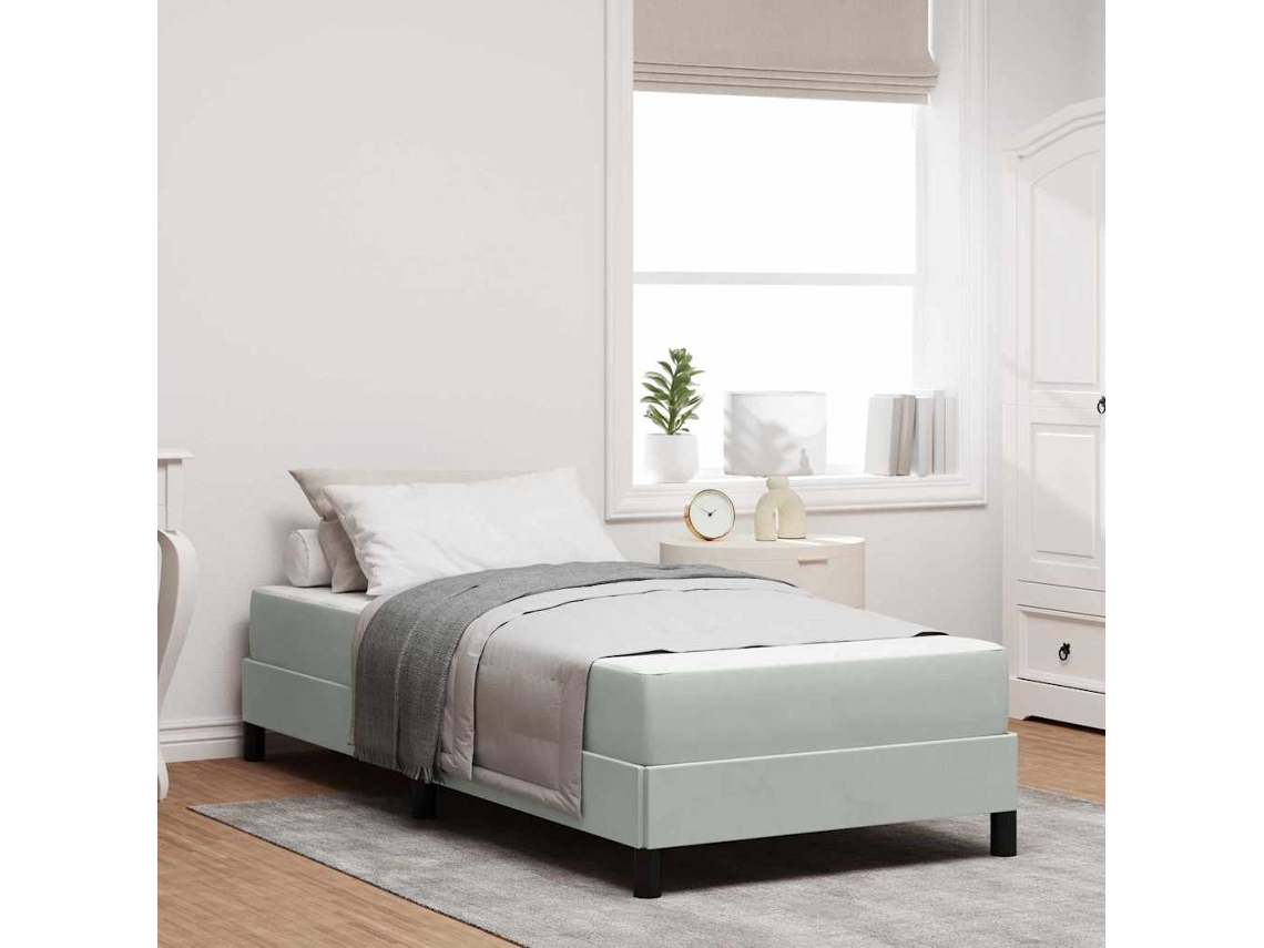 Vidaxl Cama Box com Colchão Cinzento claro 90 X 200 Cm Tecido