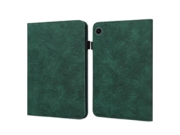 Capa de couro sintético com padrão floral Hengrongshen para Samsung Galaxy Tab A9, verde