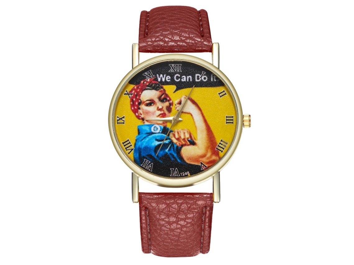 Relógio de Pulso Retro de Quartzo com Pulseira de Couro Elegante e Design Minimalista (café)