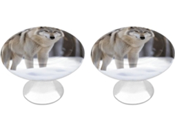 Conjunto De 2 Puxadores Aço Inoxidável Para Armários Cozinha, Com Estampa Personalizada De Lobo Na Neve Ideais Para