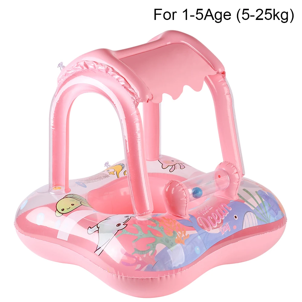 (rosa) 1 Boia Infantil Para Piscina Com Proteção Solar, Boia Para Bebê, Anel De Natação
