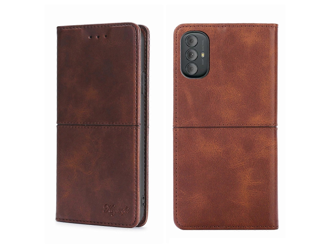 Capa De Couro Com Flip Horizontal Magnética Com Textura De Vaca Para Motorola Moto G Power 2022