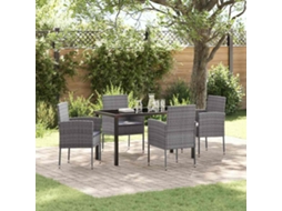 Vidaxl Conjunto De Jantar Para Jardim 5 Unid. Cinzeto Vime Pe