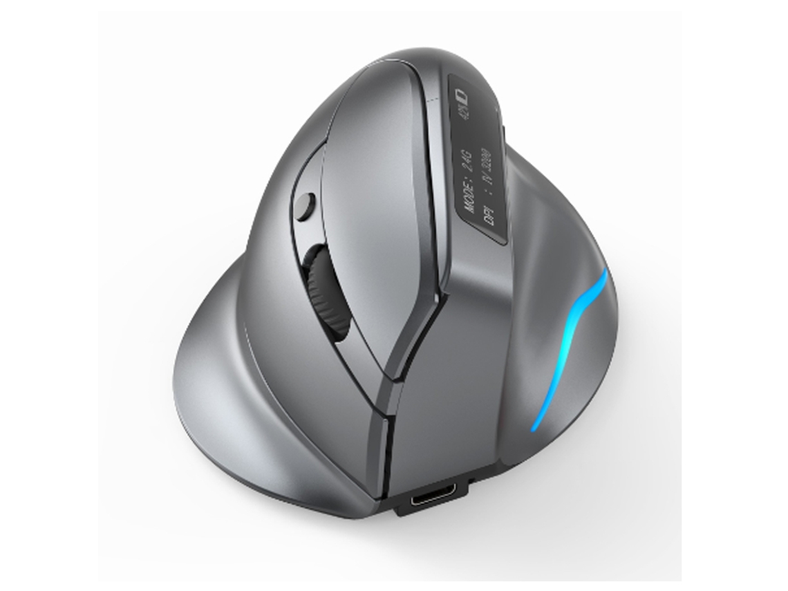 Mouse Sem Fio Vertical Bluetooth Com Tela Oled, Carregamento Usb Rgb, Mouse Para Jogos