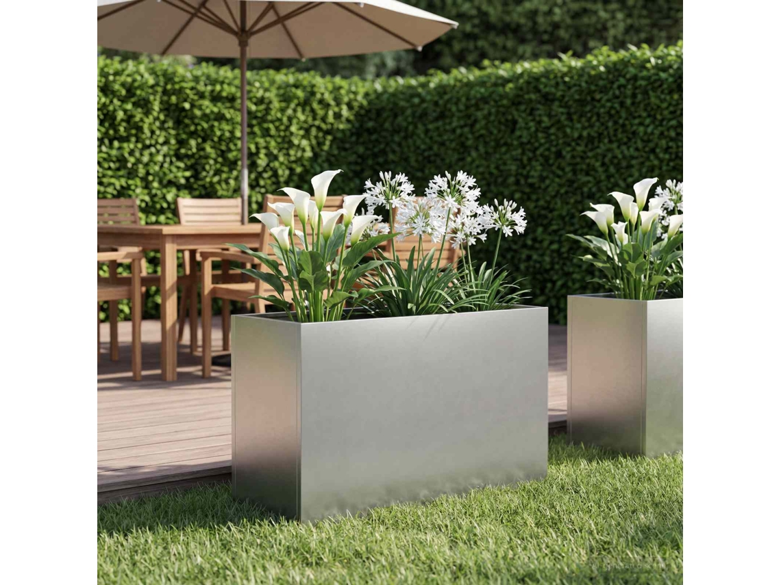Vidaxl Vaso De Jardim Prateado 80 X 30 X 40 Cm Aço Inoxidável