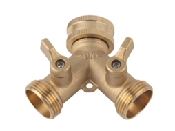 Conector De Torneira Para Mangueira De Irrigação Com Válvula Divisora ​​de 2 Vias Em Latão De 3/4"
