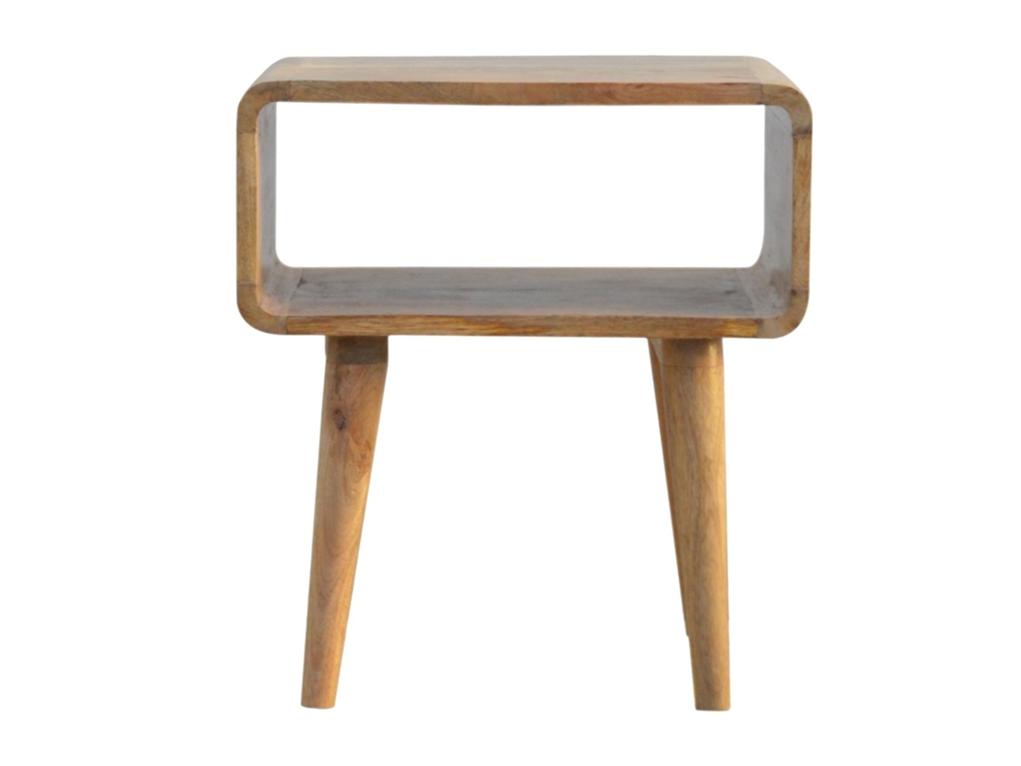Criado Mudo Curvo Em Madeira Maciça, Compartimento Aberto, Bege ARTISAN FURNITURE EST 1995 TM