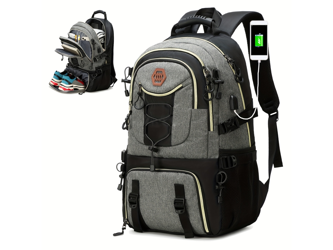 Mochila De Viagem Grande, Bolsa Espaçosa Para Laptop Com Compartimento Para Sapatos, Impermeável, Vários Compartimentos, Perfeita Para (fmy)