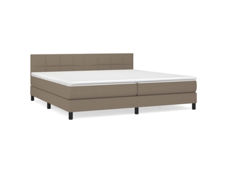 Cama com Molas/Colchão 200X200 Cm Tecido Castanho-Acinzentado CLIC N BUY