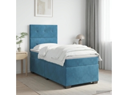 Vidaxl Cama Box Spring Com Colchão Azul 80 X 200 Cm Veludo