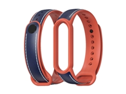 Lurelia Pulseira De Substituição Em Couro, Compatível Com Xiaomi Mi Band 5/ 6 Azul Laranja