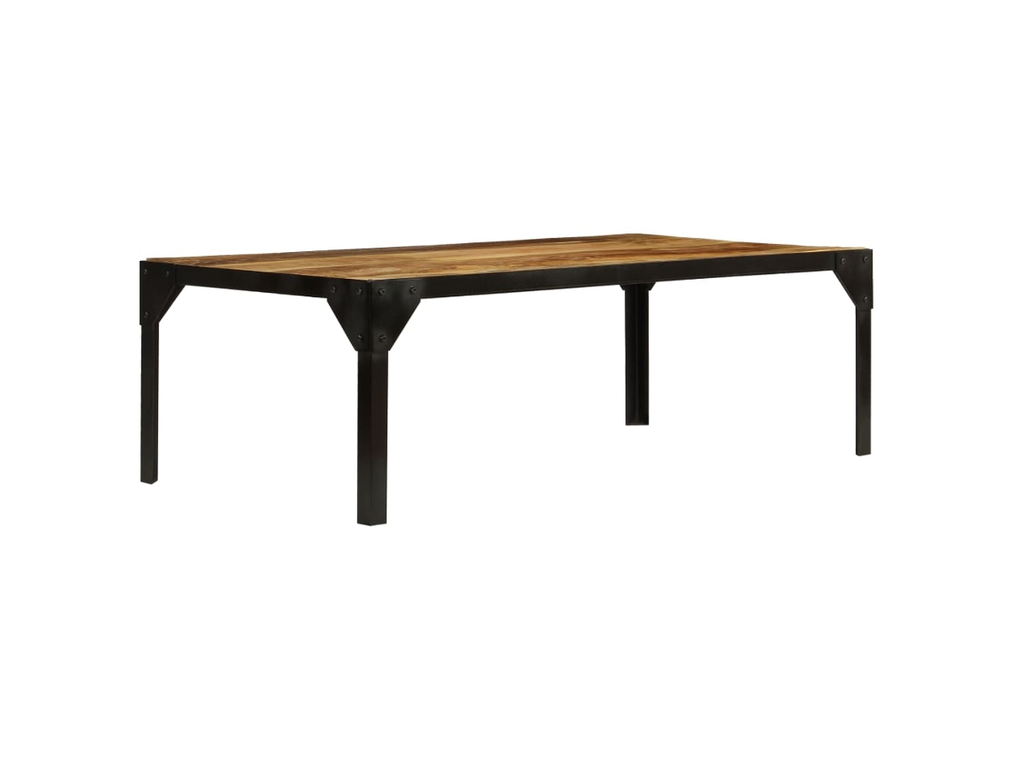 Vidaxl Mesa De Centro Madeira De Mangueira Maciça Áspera E Aço 110 Cm