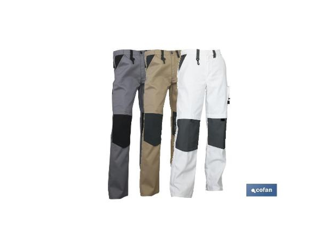 Pantalon trabajo lenoir 280gms/m beis-negro t-48