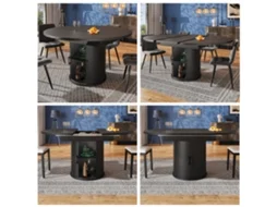 Mesa Extensível Redonda Oval 118 158cm Nogueira Preta 6p VELTRIX